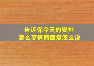 告诉你今天的安排 怎么高情商回复怎么说